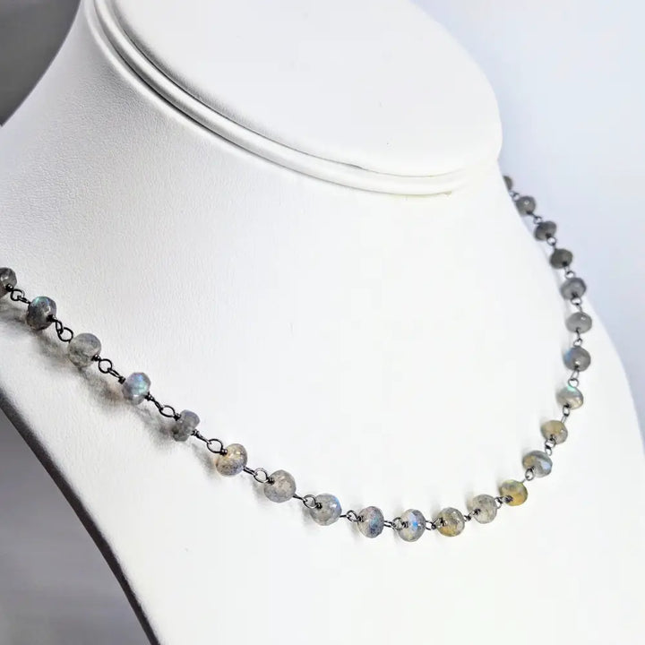 Sparkly-darkly Do! Necklace - Labradorite Oxidized Sterling