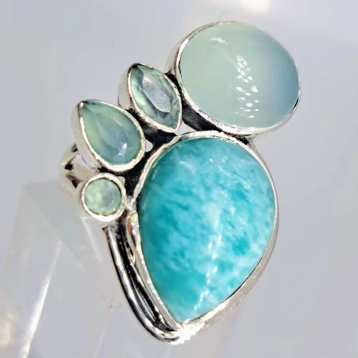 ?SPlish Splash!’ Sz 7 Ring - Amazonite Chalcedony Sterling