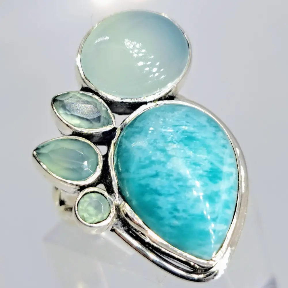 ?SPlish Splash!’ Sz 7 Ring - Amazonite Chalcedony Sterling