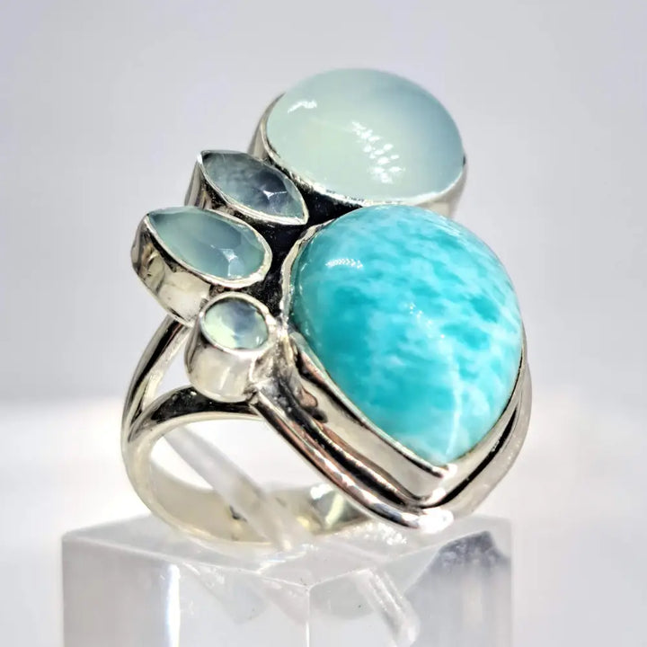 ?SPlish Splash!’ Sz 7 Ring - Amazonite Chalcedony Sterling