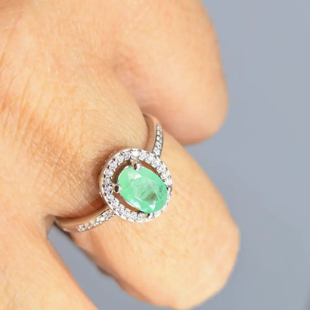 ?SPrig’ Sz 7 Ring - Emerald Zircon Anti-tarnish Sterling