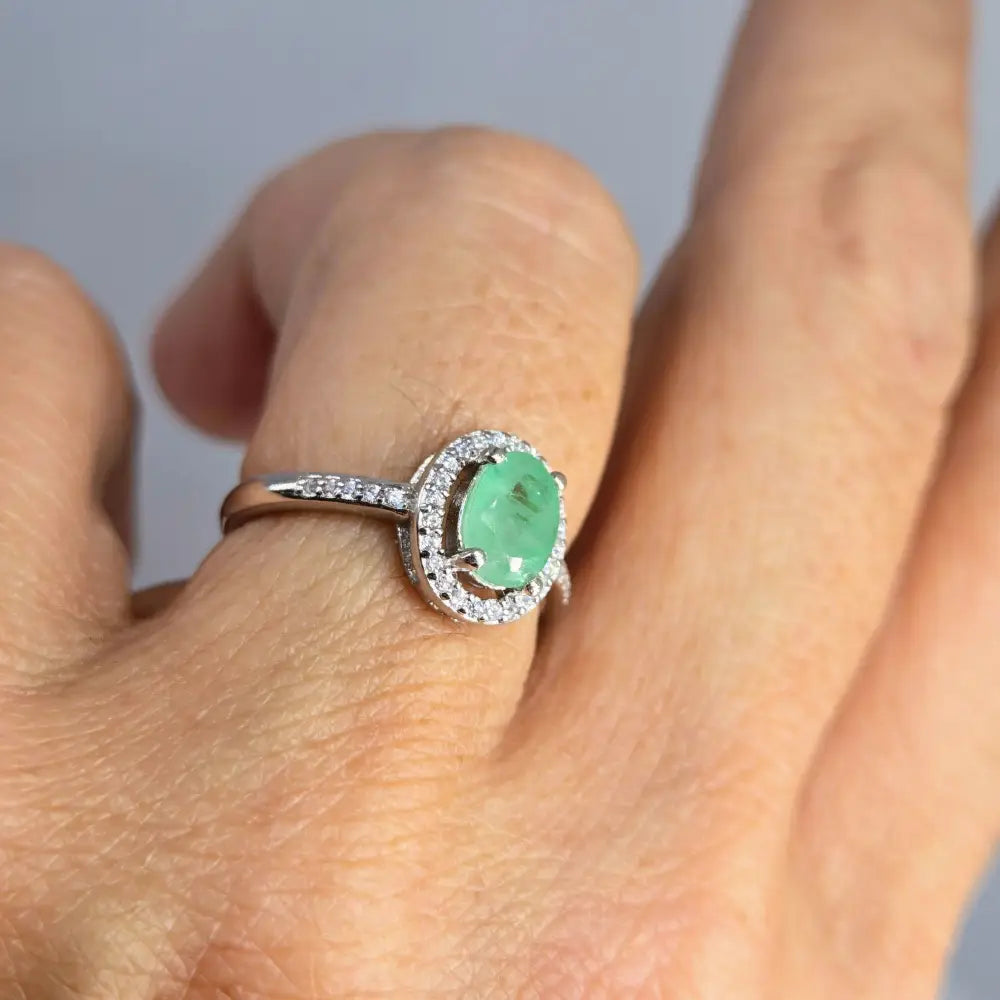 ?SPrig’ Sz 7 Ring - Emerald Zircon Anti-tarnish Sterling