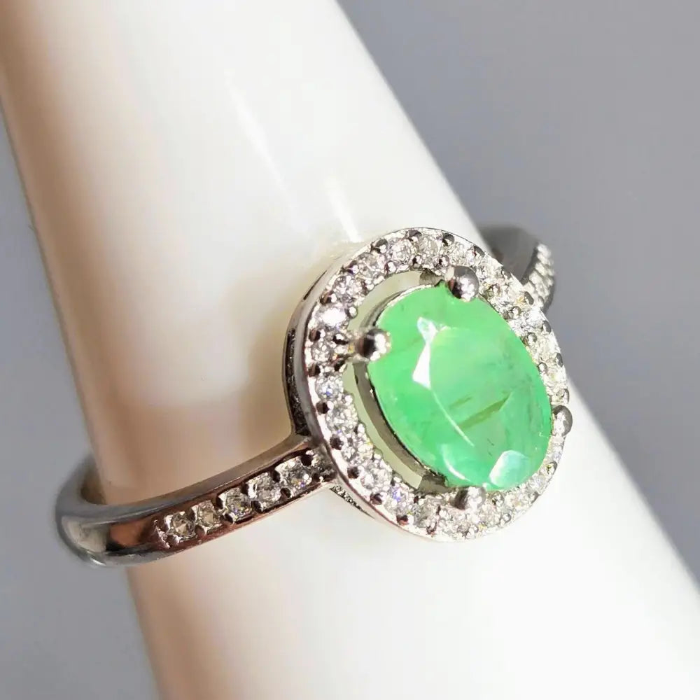 ?SPrig’ Sz 7 Ring - Emerald Zircon Anti-tarnish Sterling