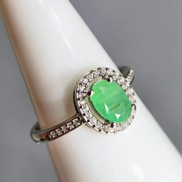 ?SPrig’ Sz 7 Ring - Emerald Zircon Anti-tarnish Sterling