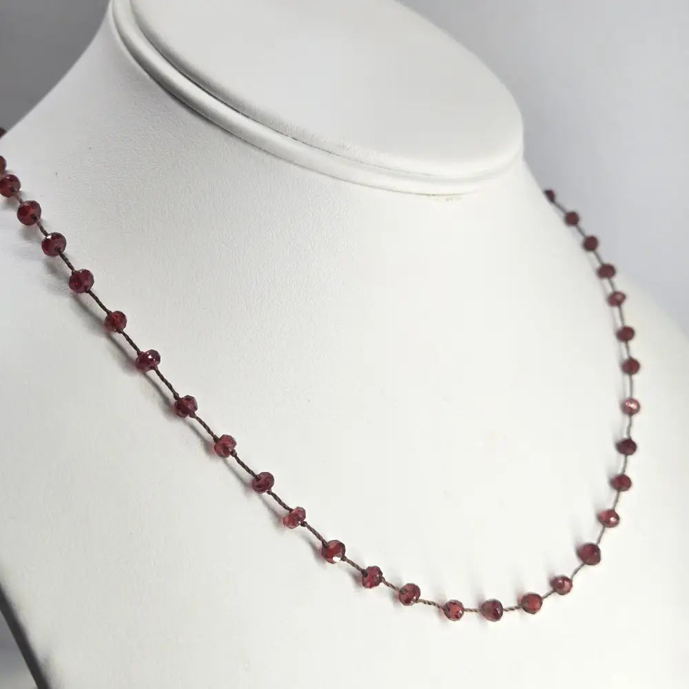 ?STring Along’ 16’’-18’’ Garnet Rondelle Necklace - Key West Local Luxe
