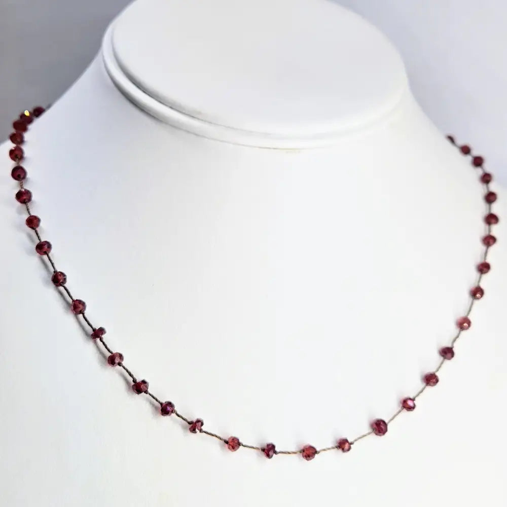 ?STring Along’ 16’’-18’’ Garnet Rondelle Necklace - Key West Local Luxe
