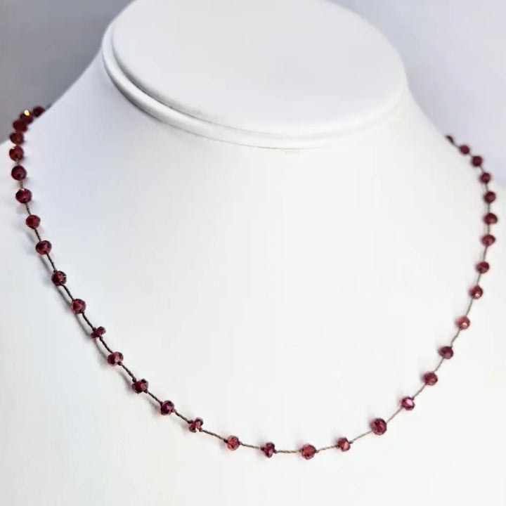 ?STring Along’ 16’’-18’’ Garnet Rondelle Necklace - Key West Local Luxe