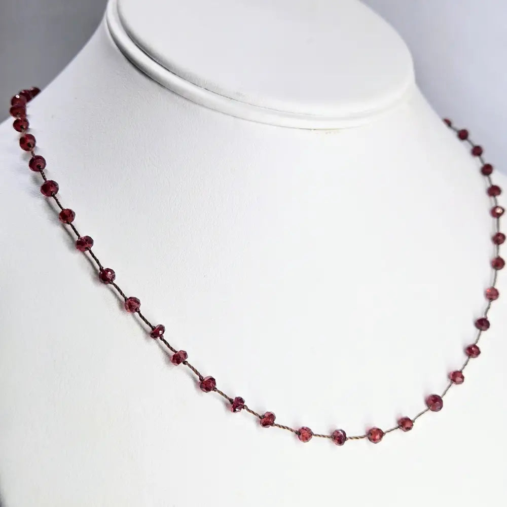 ?STring Along’ 16’’-18’’ Garnet Rondelle Necklace - Key West Local Luxe