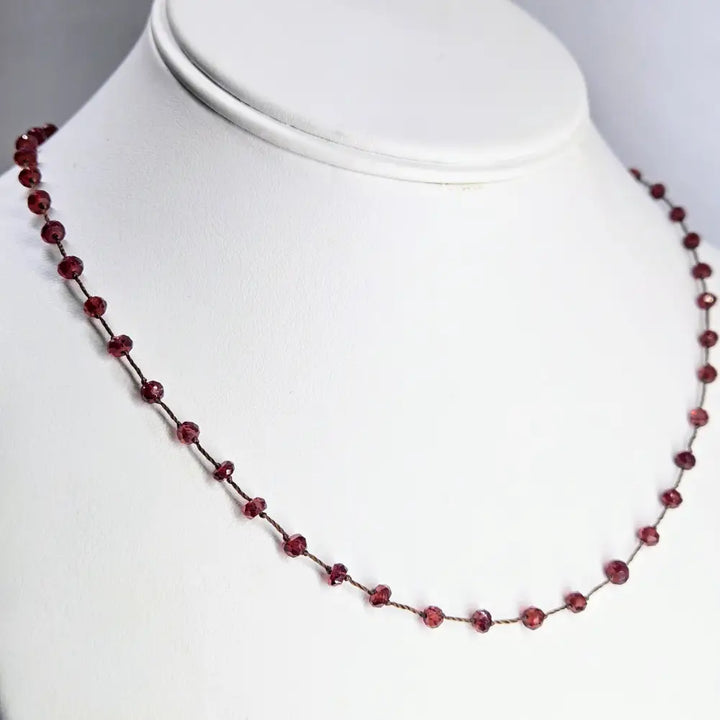?STring Along’ 16’’-18’’ Garnet Rondelle Necklace - Key West Local Luxe