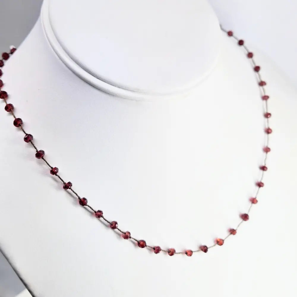 ?STring Along’ 16’’-18’’ Garnet Rondelle Necklace - Key West Local Luxe