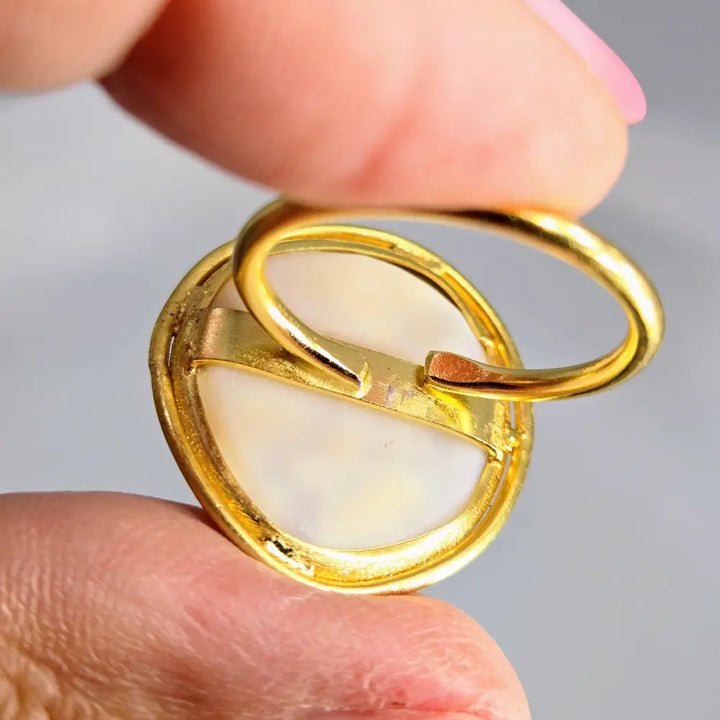 ?SUgar!’ Adj. Sz. Ring - Druzy Quartz Diamond 18k Gold Over Sterling - Key West Local Luxe