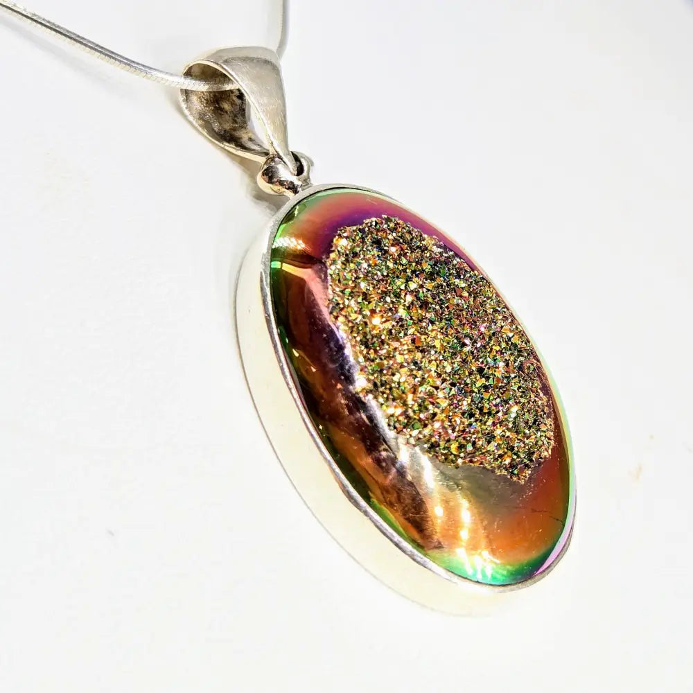 ?SUn Stroke’ Pendant Necklace - Titanium Druzy Sterling