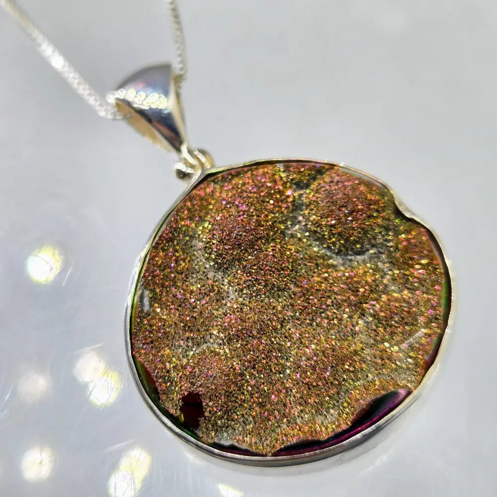 Outlet ?Sundown Sparkles’ Pendant Necklace - Titanium Druzy Sterling