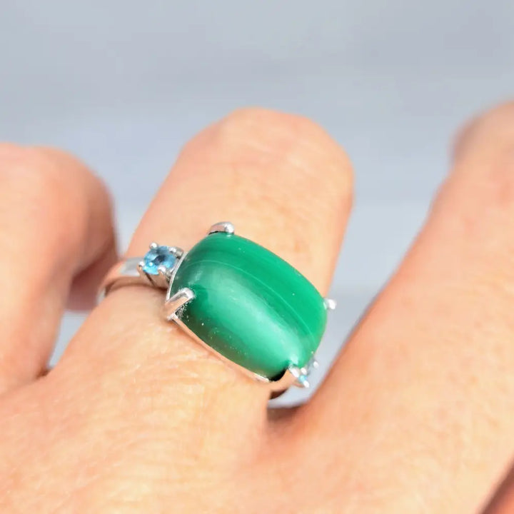 ?SUper Green Smoothie’ Sz 7 Ring - Malachite Topaz Anti-tarnish Sterling