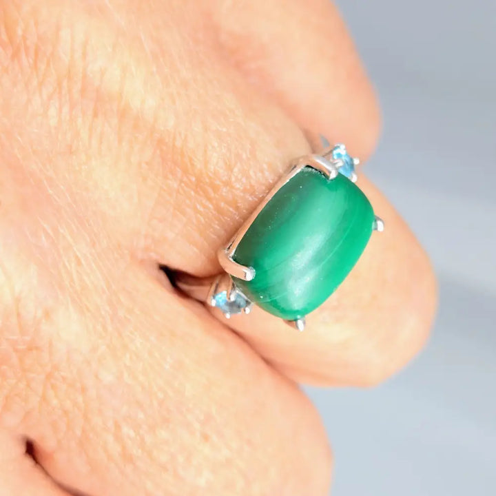 ?SUper Green Smoothie’ Sz 7 Ring - Malachite Topaz Anti-tarnish Sterling