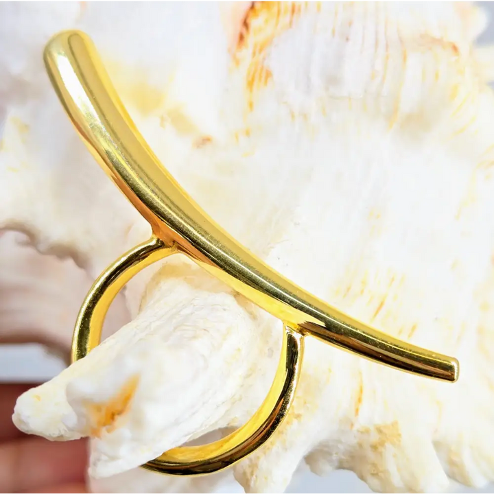 ?SWoosh’ Sz 8.5 Ring - Anti-tarnish 18k Gold Sterling