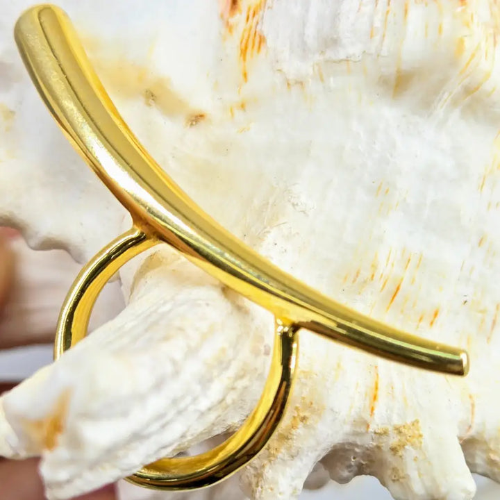 ?SWoosh’ Sz 8.5 Ring - Anti-tarnish 18k Gold Sterling