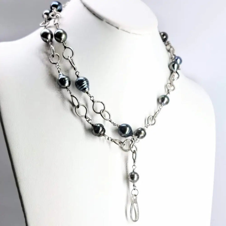 ?TAhitian Dream’ Up to 36’’ Convertible Necklace - Tahitian Pearls Sterling