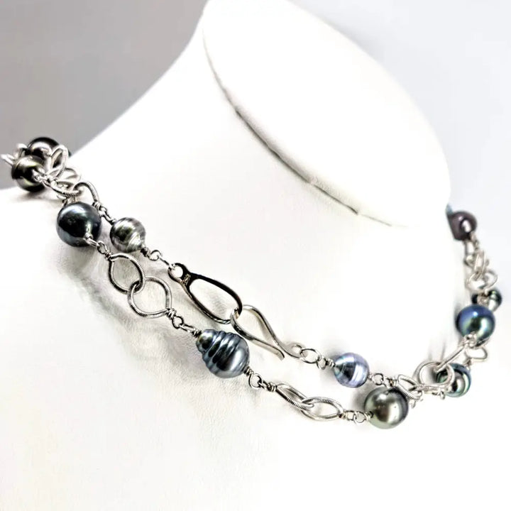 ?TAhitian Dream’ Up to 36’’ Convertible Necklace - Tahitian Pearls Sterling