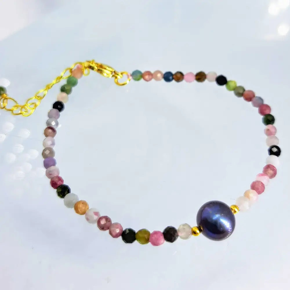?TEmptation’ 7’’ to 9’’ Bracelet - Tourmaline Pearl in Gold Filled - with Plated Findings