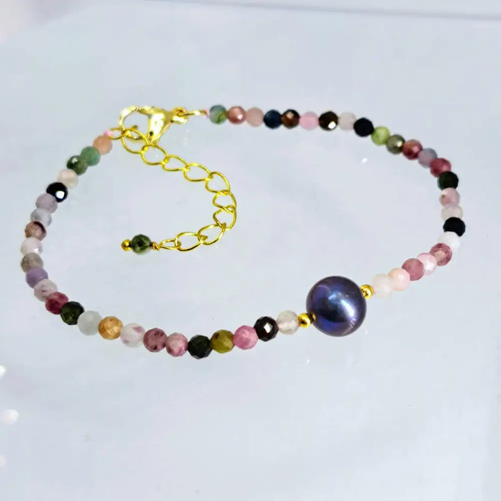?TEmptation’ 7’’ to 9’’ Bracelet - Tourmaline Pearl in Gold Filled - with Plated Findings