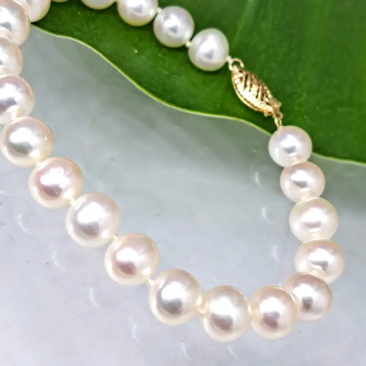 ?THe Classic’ 7.5’’ Bracelet - Pearls 14k - #3 Aaa Super-high Luster Classic White Appx. 8mm