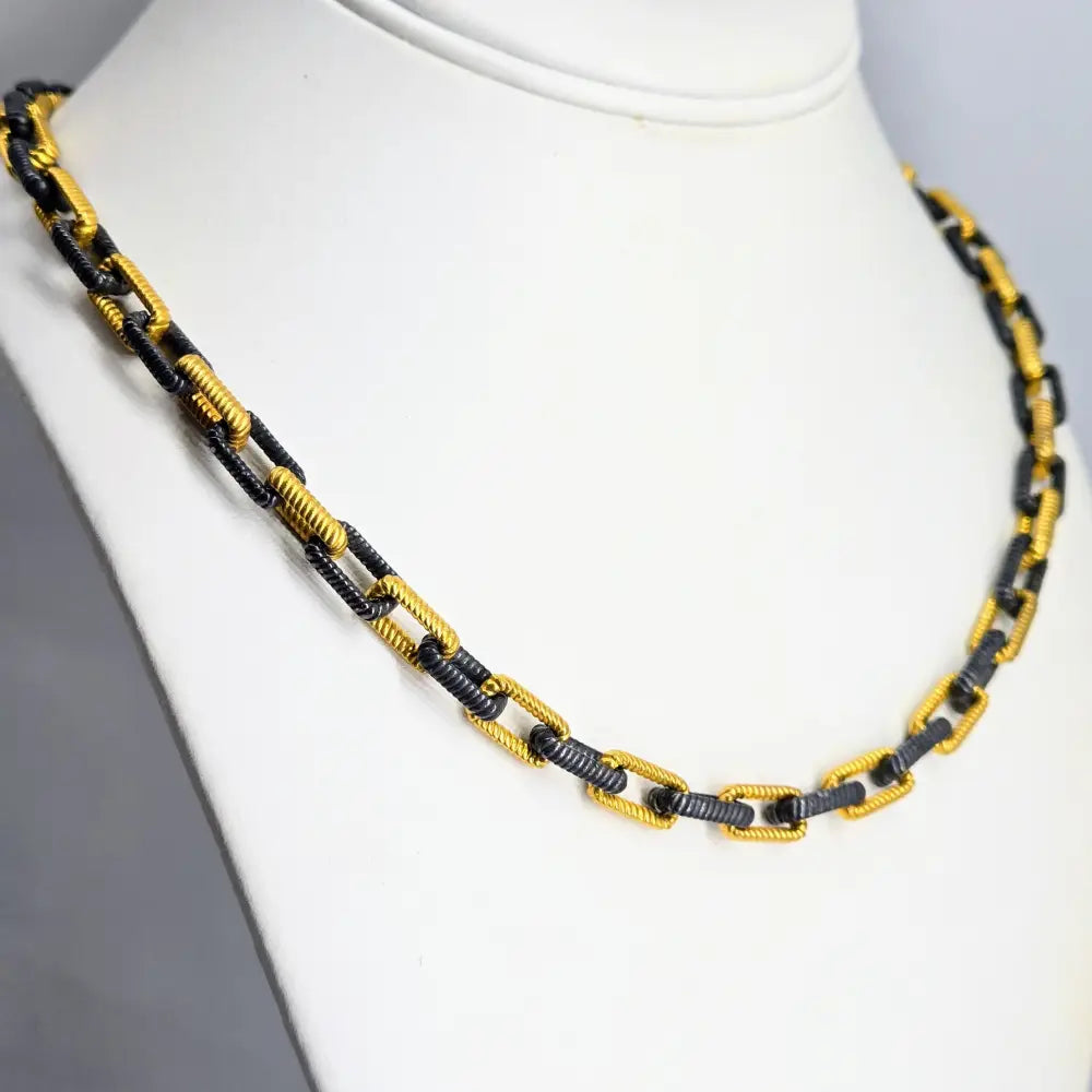 ?THe Links’ Up to 19’’ Necklace - 18k & Black Rhodium Plated Jeweler’s Brass