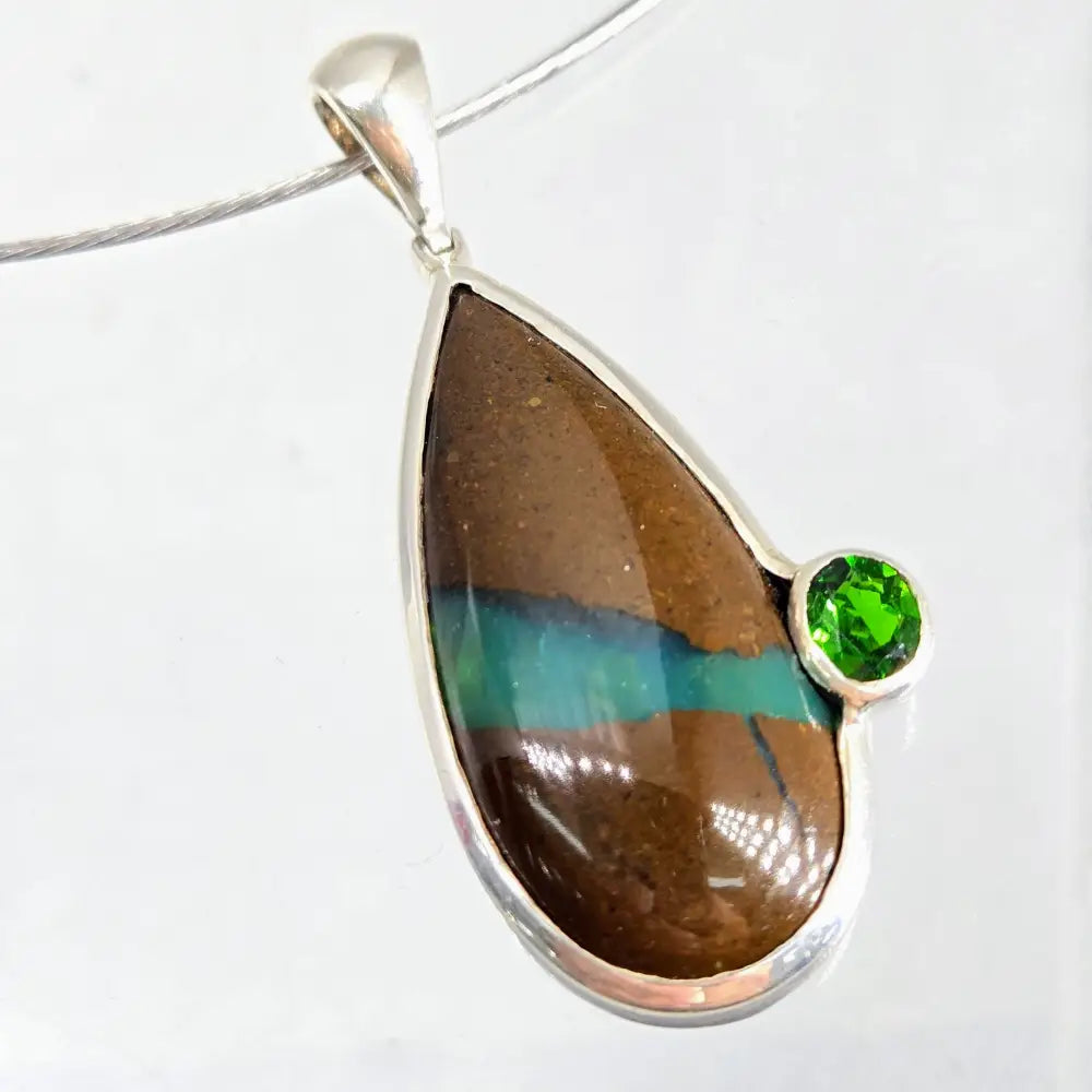 ?THe Matrix’ Pendant Necklace - Matrix Chrysoprase Chrome Diopside Sterling