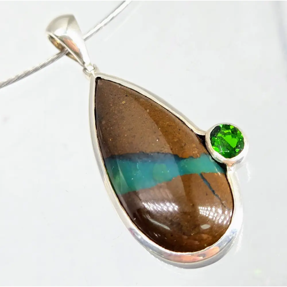 ?THe Matrix’ Pendant Necklace - Matrix Chrysoprase Chrome Diopside Sterling