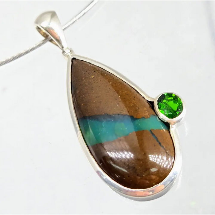 ?THe Matrix’ Pendant Necklace - Matrix Chrysoprase Chrome Diopside Sterling