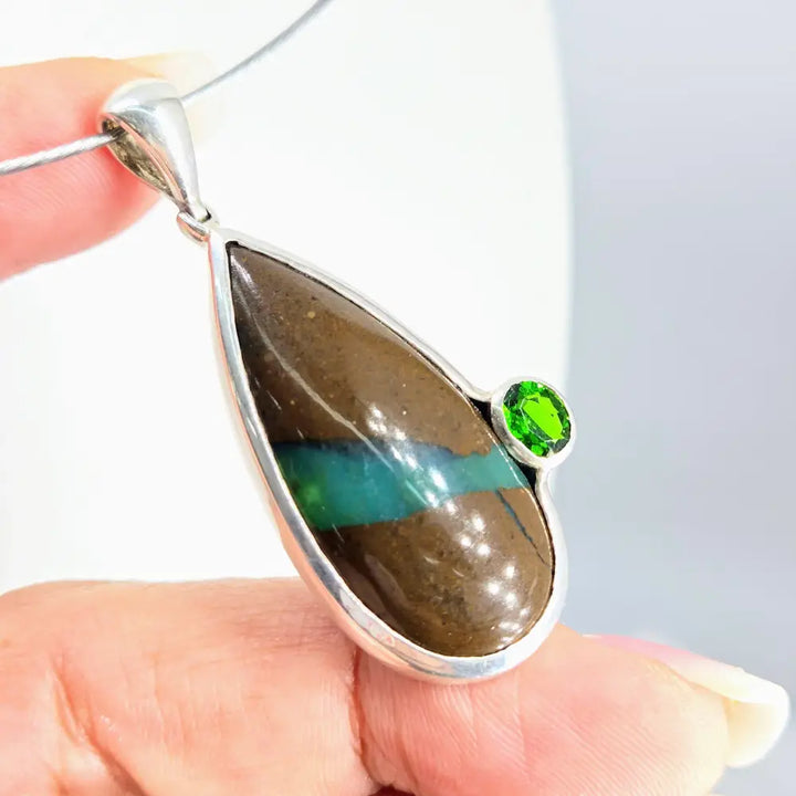 ?THe Matrix’ Pendant Necklace - Matrix Chrysoprase Chrome Diopside Sterling