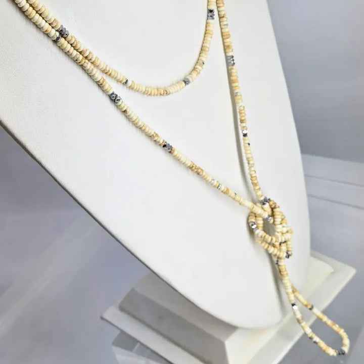 ?THe Natural’ 64’’ Convertible Necklace - Dolomite Hematite (enhancer Clip Included)