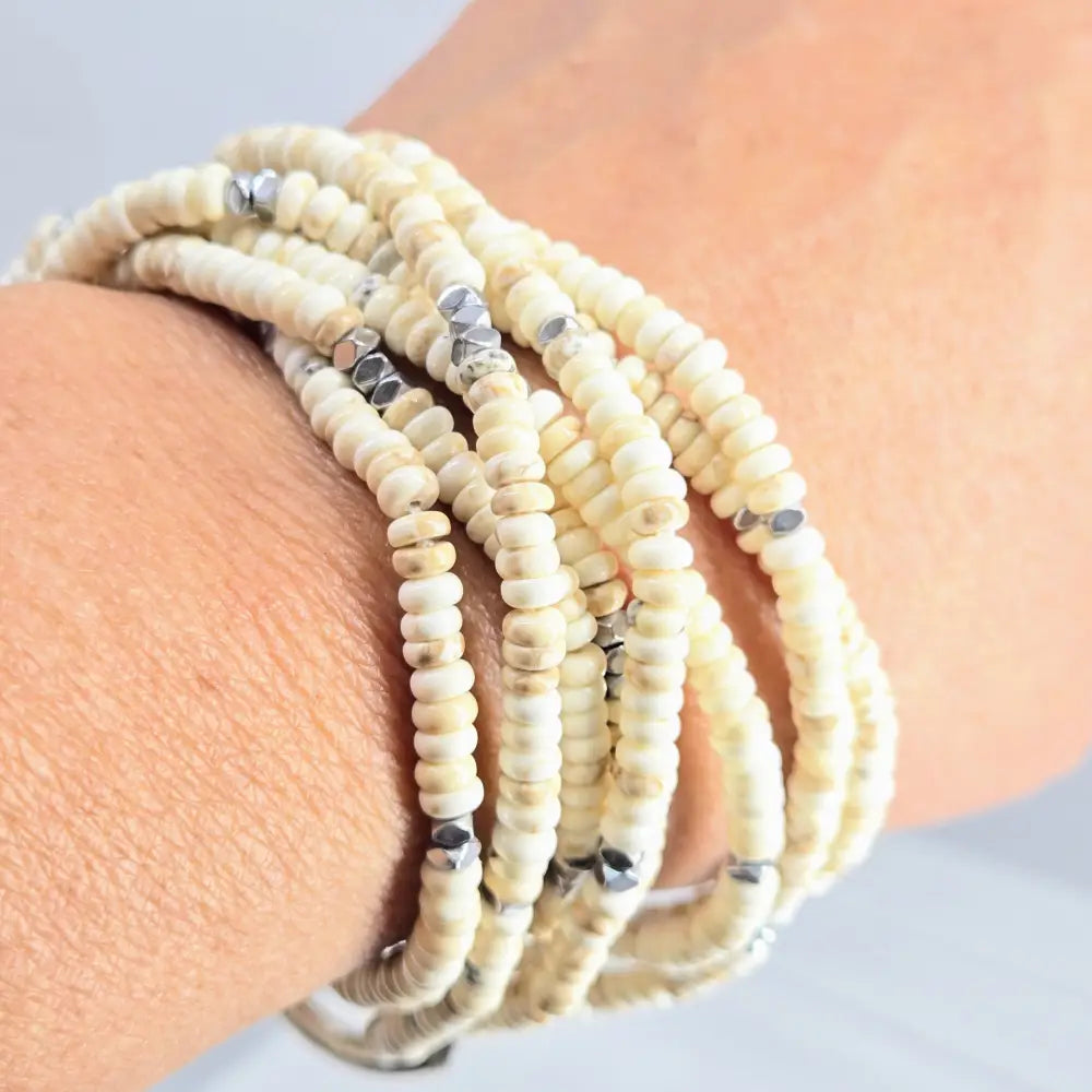 ?THe Natural’ 64’’ Convertible Necklace - Dolomite Hematite (enhancer Clip Included)