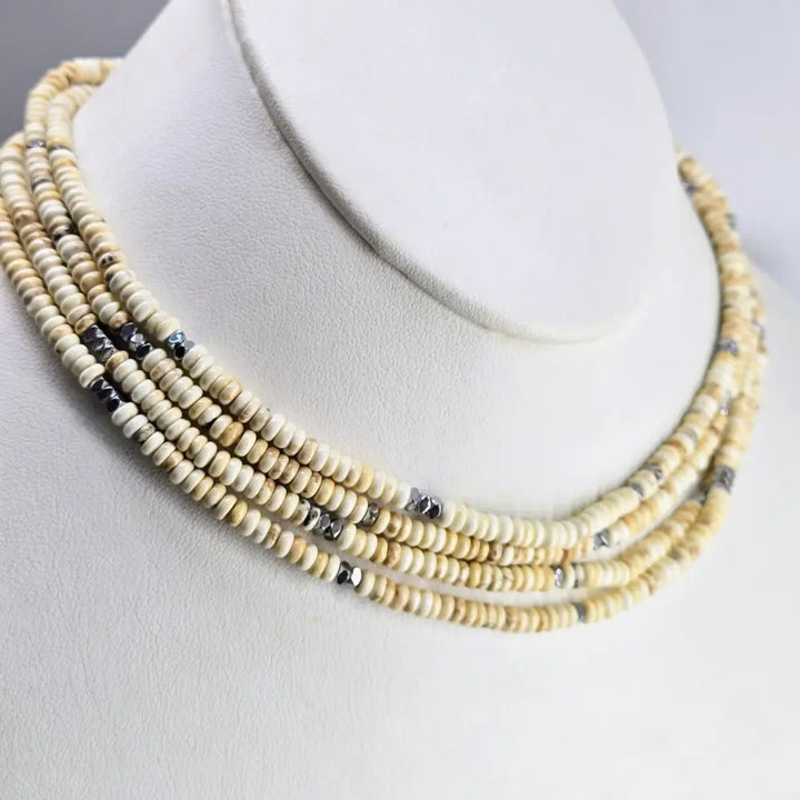 ?THe Natural’ 64’’ Convertible Necklace - Dolomite Hematite (enhancer Clip Included)