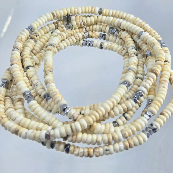 ?THe Natural’ 64’’ Convertible Necklace - Dolomite Hematite (enhancer Clip Included)