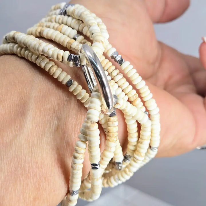 ?THe Natural’ 64’’ Convertible Necklace - Dolomite Hematite (enhancer Clip Included)
