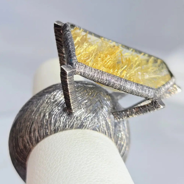 ?THe Plumb’ Sz 6.5 Ring - Gold Rutilated Quartz Sterling