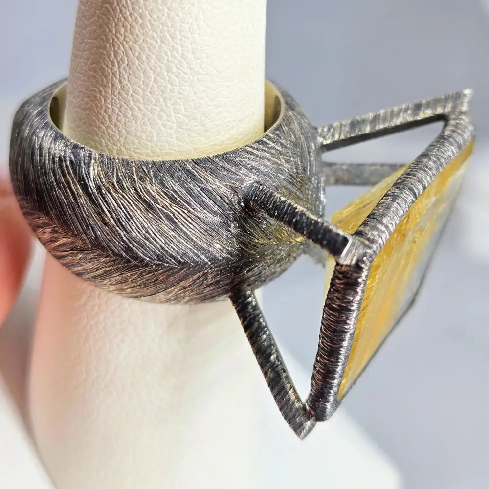 ?THe Plumb’ Sz 6.5 Ring - Gold Rutilated Quartz Sterling