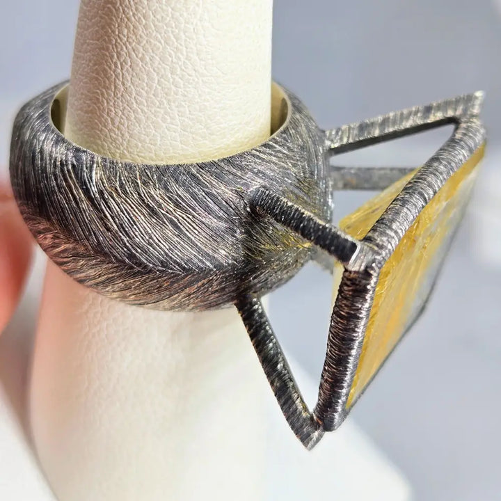 ?THe Plumb’ Sz 6.5 Ring - Gold Rutilated Quartz Sterling