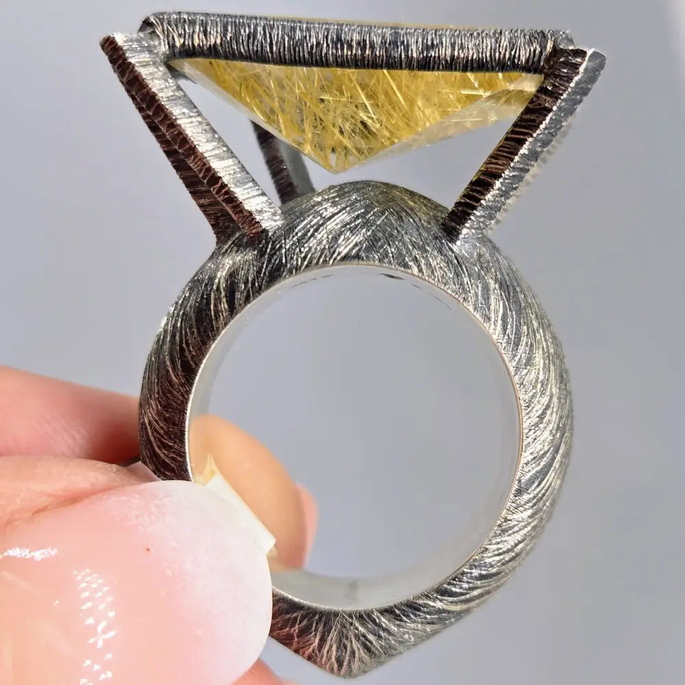 ?THe Plumb’ Sz 6.5 Ring - Gold Rutilated Quartz Sterling