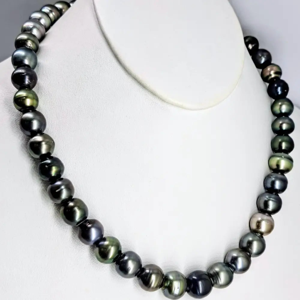 ?THe Unisex-y’ 19’’ Necklace - Tahitian Pearls Leather Sterling Amethyst 18k Clasp