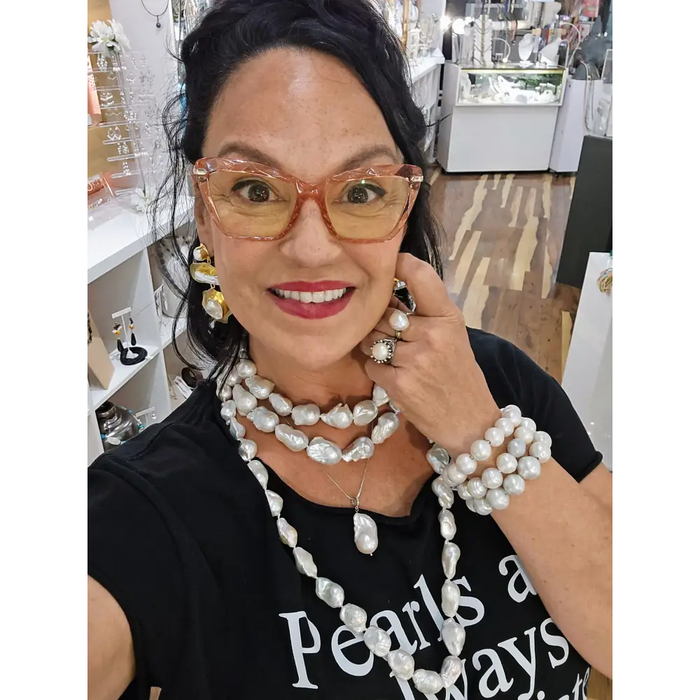 ?THe Wilmas’ Necklace - Massive Baroque Pearls Sterling Clasp