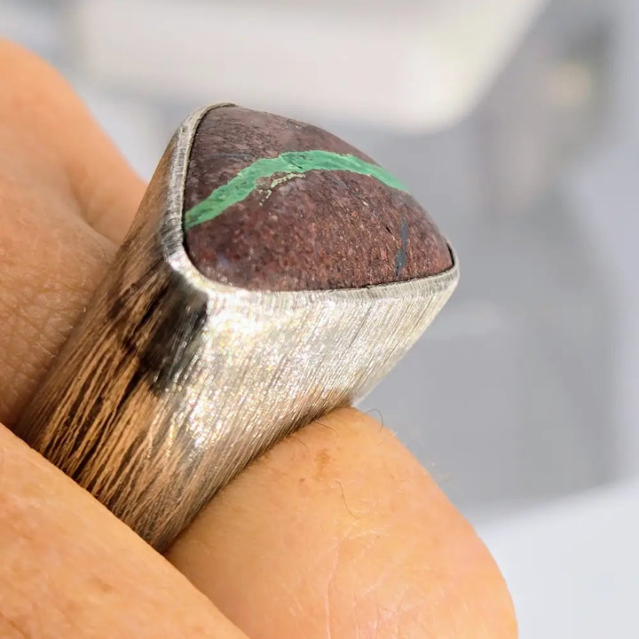 ?THin Mint’ Sz 7 Ring - Chrysocholla in Matrix Sterling
