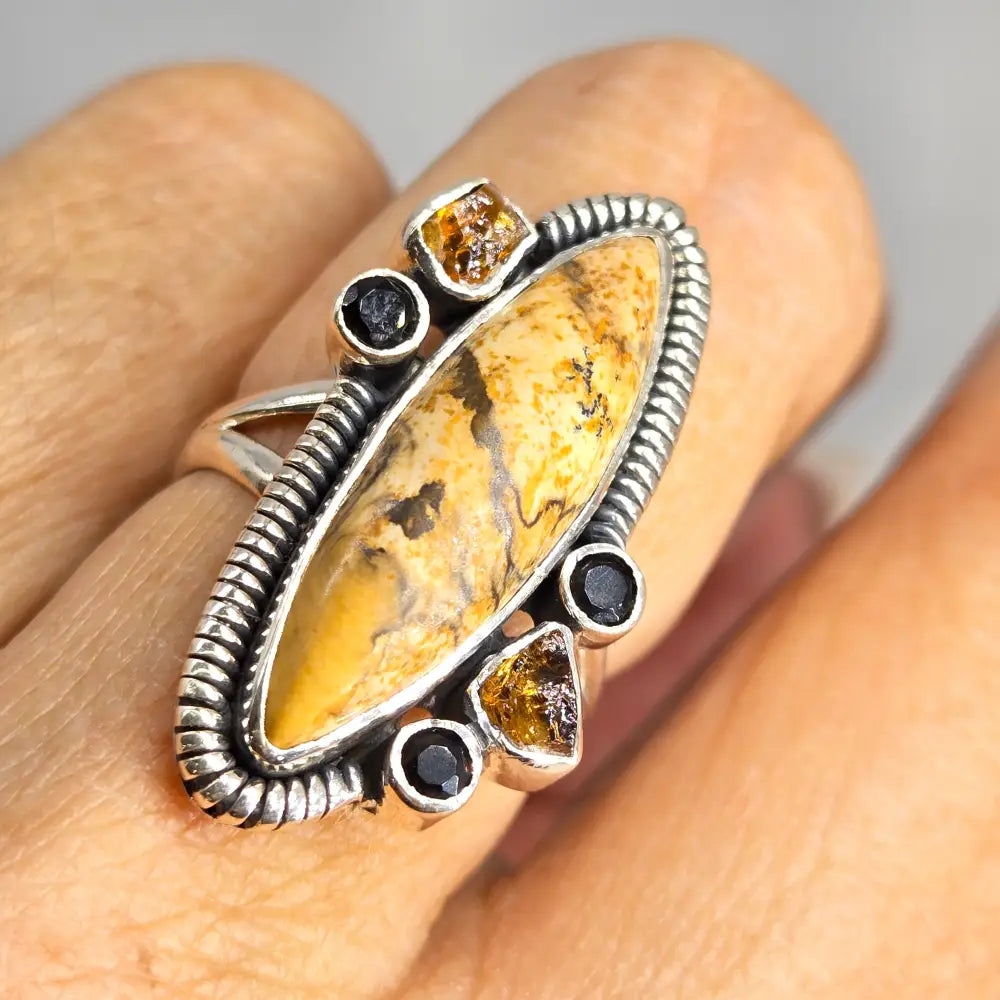 ?TOffee Crunch’ Sz 8.5 Ring - Jasper Citrine Onyx Sterling