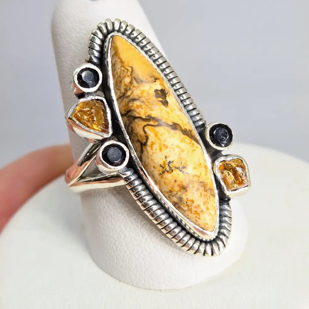 ?TOffee Crunch’ Sz 8.5 Ring - Jasper Citrine Onyx Sterling