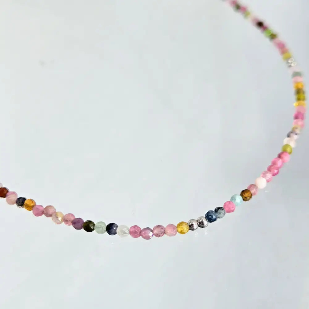 ?TOurmaline Treasure Gem Strand’ 16’’ to 18’’ Necklace - Tourmaline Sterling - Silver Findings