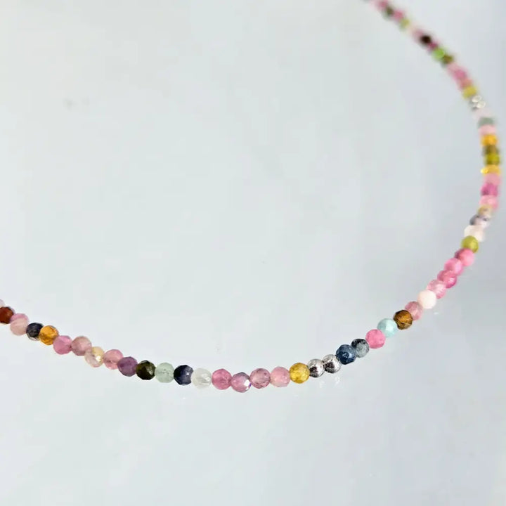 ?TOurmaline Treasure Gem Strand’ 16’’ to 18’’ Necklace - Tourmaline Sterling - Silver Findings