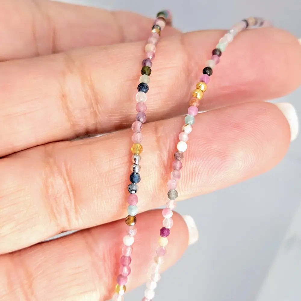 ?TOurmaline Treasure Gem Strand’ 16’’ to 18’’ Necklace - Tourmaline Sterling