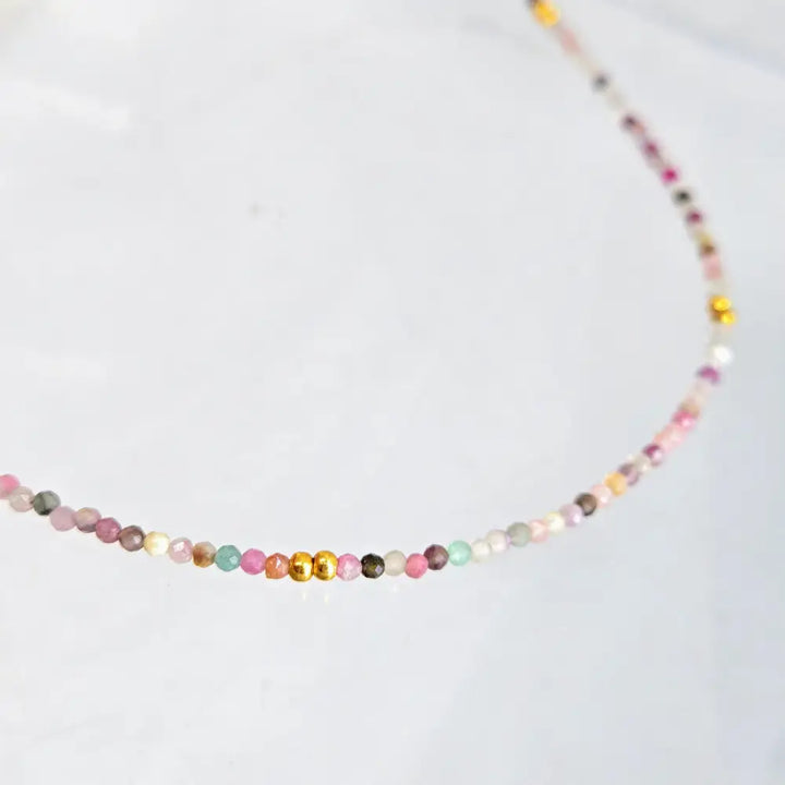 ?TOurmaline Treasure Gem Strand’ 16’’ to 18’’ Necklace - Tourmaline Sterling - Gold-silver Findings