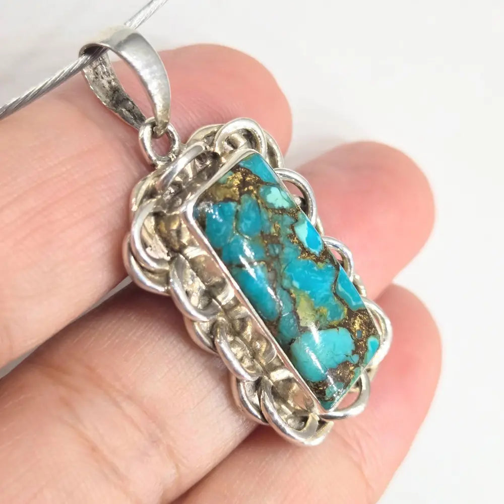 ?TUrquoise Signal’ Pendant Necklace - Mojave Turquoise Sterling - Key West Local Luxe